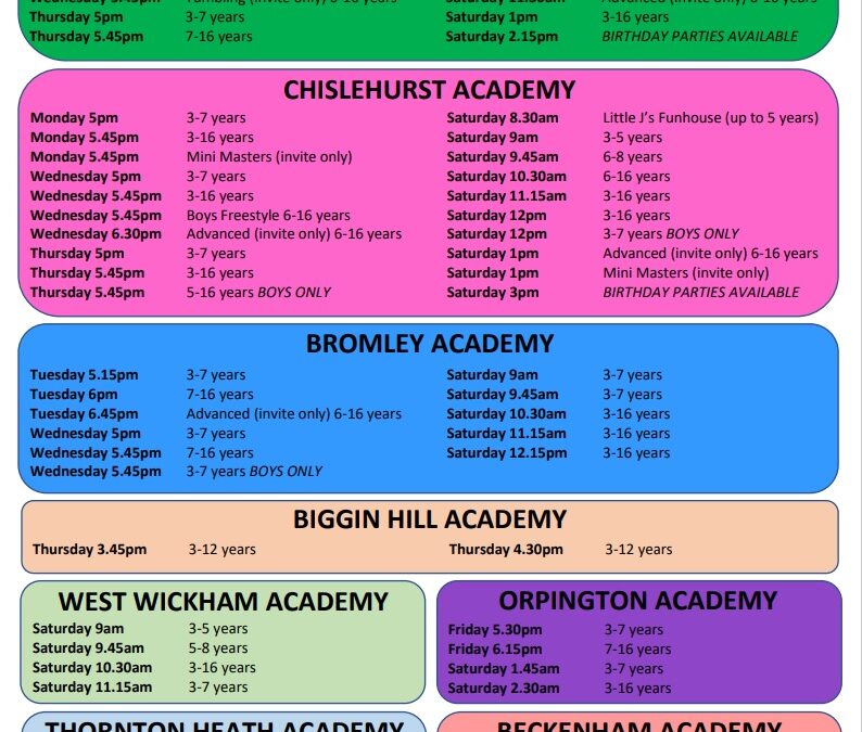 JGA Class Timetable